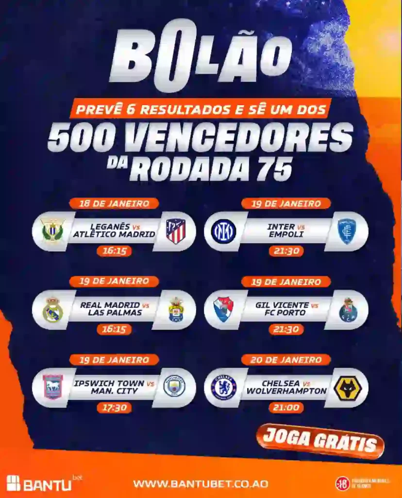 Bolão rodada 75 bantubet
